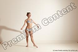 Swimsuit Gymnastic poses Woman White Moving poses Slim long brown Dynamic poses Academic